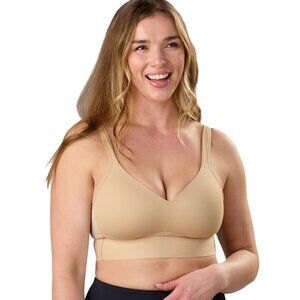 Rhonda Shear Molded Cup Bra Size XL Wrap Back Beige Intimate Comfort Neutral